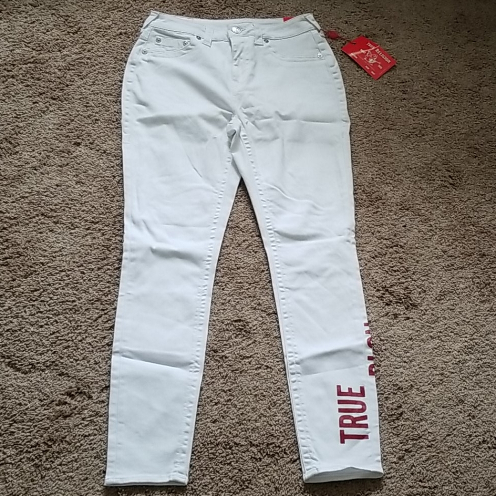 True Religion Jennie white skinny logo denim nwt